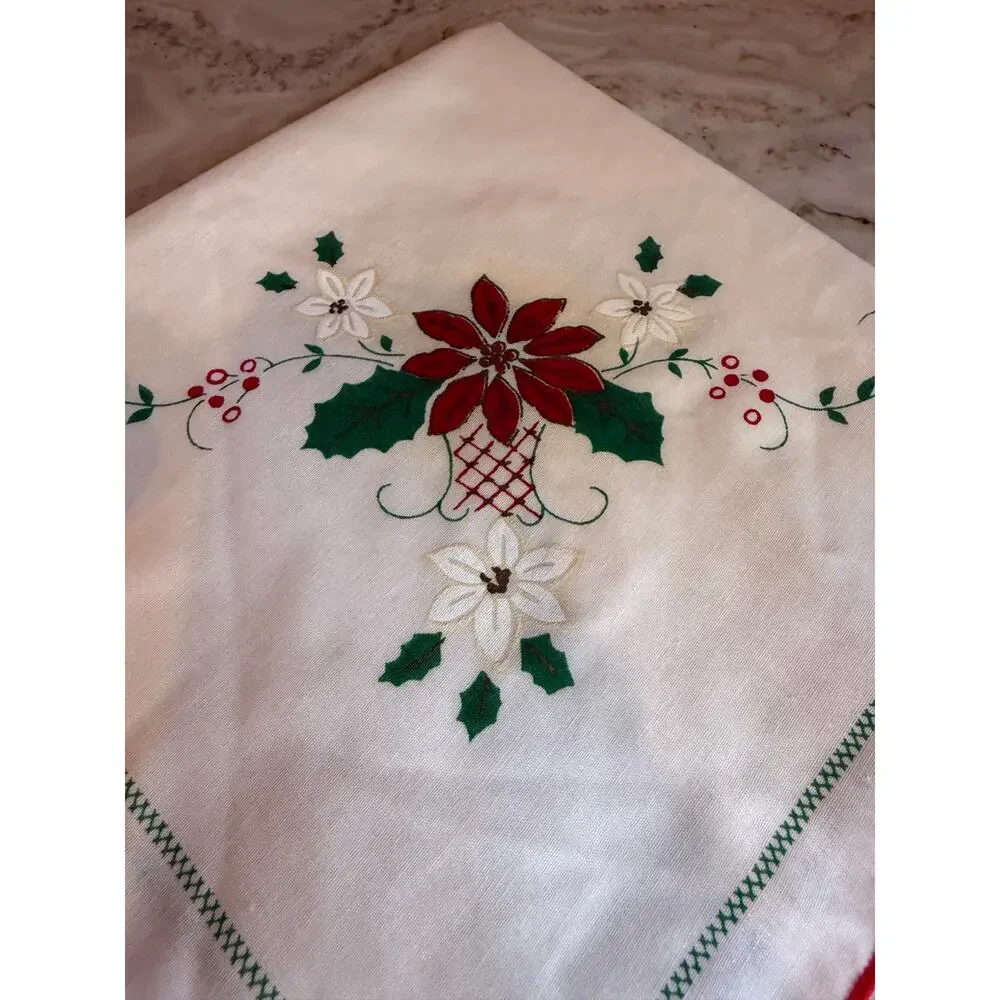Vintage Poinsettia Painted Holiday Napkins